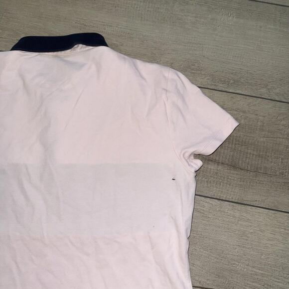 Tommy Hilfiger Women Polo Shirt Pink Navy Embroidered Logo Size M Slim Crop Y2K - Picture 7 of 9